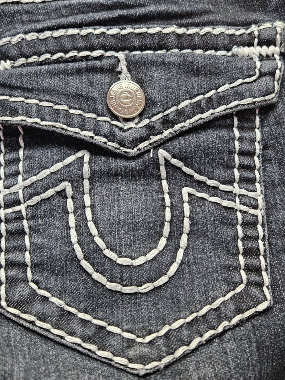 True Religion Billy Super T Jeans Made in USA Denim Signature Contrast Stitching - Picture 11 of 15